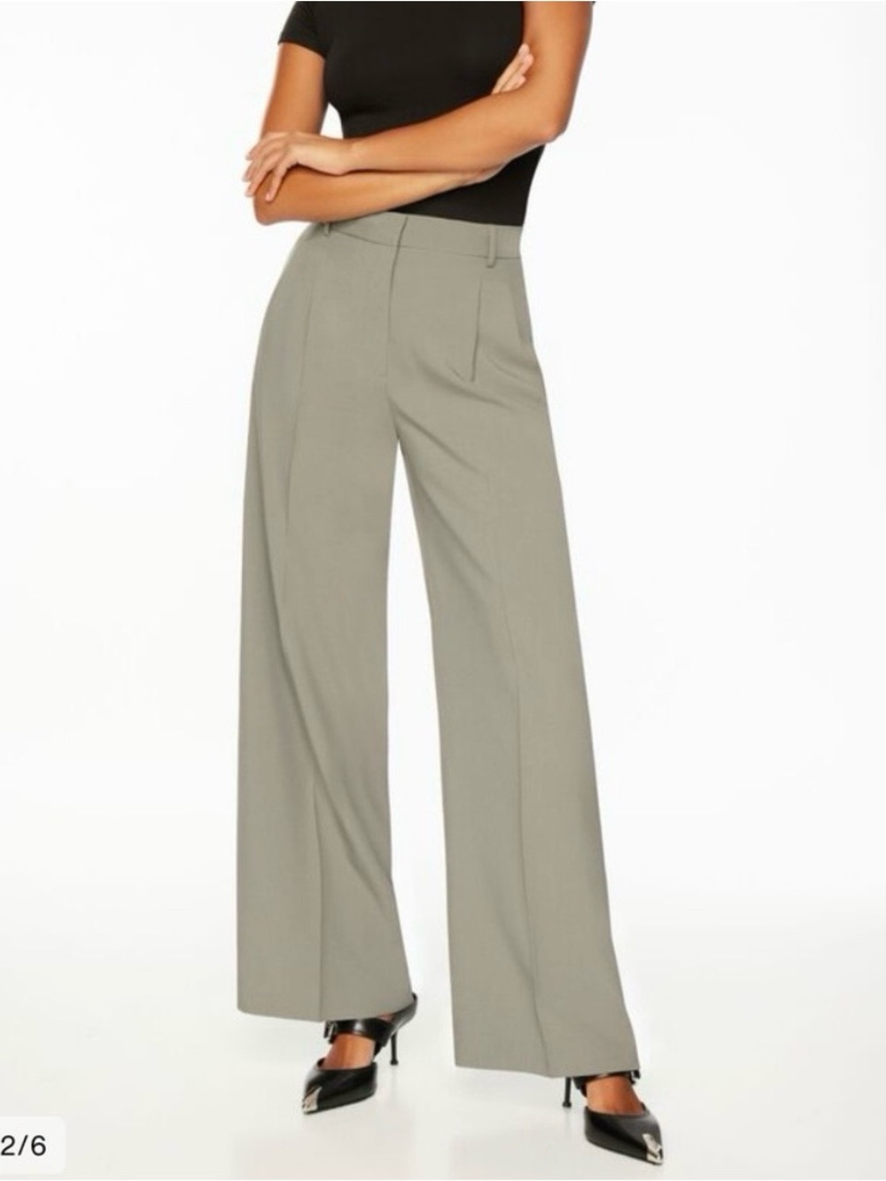 Dynamite Ellie Pleated Wide Leg Pants — Rainstorm Taupe - Picture 5 of 6